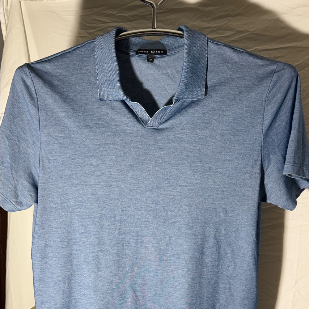 Robert Barakett Men's Heathered Sky Blue Notch-Collar Polo - Picture 3 of 5